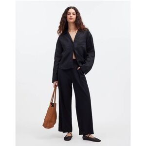 NWT Madewell Pull-On Straight Crop Pant Size 2 Linen Blend Black